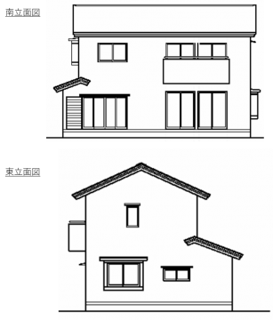 図1. 対象とした戸建て住宅の概要(a) 立面図